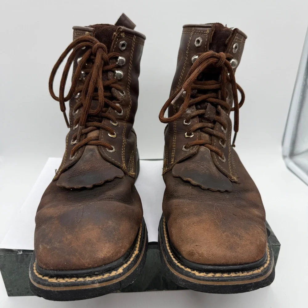 Cody James Work Boots Mens 10D Brown Leather Kiltie Logger Lace Up Round Toe Lug
